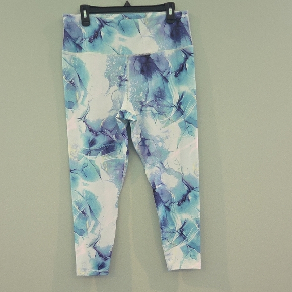 Apana Blue and Purple Yoga Leggings Watercolor Print Size XL - Picture 1 of 8